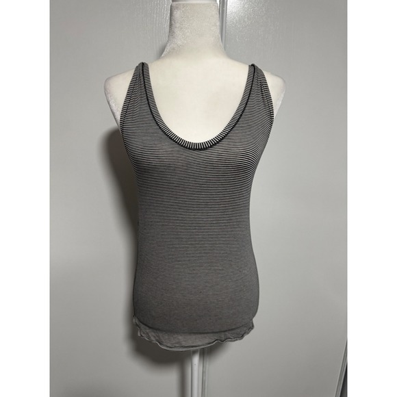 lululemon athletica Tops - Lululemon Black White Striped Racerback Tank Top Scoop‎ Neck Athletic Size 4
